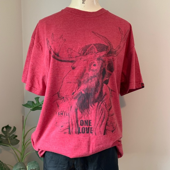 BNWOT One Love Moose Tee smoking a J - Picture 2 of 6